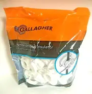 Gallagher Screw On Rod Insulator White 25 cnt Bag Permanent Electric Fence NEW