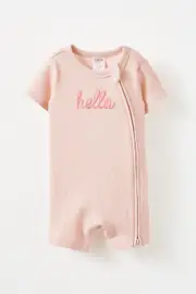 [Cotton On Kids] Cotton On Kids - The Short Sleeve Zip Romper - Pink pearl/hello script NEWBRN PINK PEARL/HELLO SCRIPT