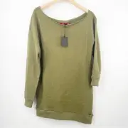 n:PHILANTHROPY Small Lucia Dress Olive Green Off the Shoulder Sweatshirt NWT