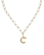 Ettika Paperclip Link Chain Initial Pendant Necklace in 18K Gold Plated, 18