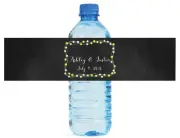 Chalkboard string light frame wedding anniversary Engagement Water Bottle Label
