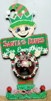 Santa Elf Lighted Faux Camera Wall Hanging Shelf Décor Flashing Cam Light 16"H