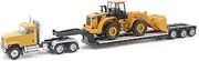 Diecast Masters | 1:87 Scale Cat CT681 Day Cab Tractor with Lowboy Trailer and Cat 950G Wheel Loader | Model 84418