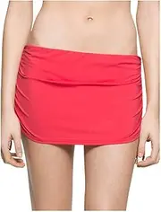 [Calvin Klein] Women's Side Shirred Skirted Bikini Bottom