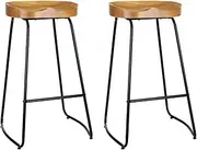 Artiss Bar Stools Stool Set of 2 Kitchen Counter Barstools Dining Chair Chairs Vintage Industrial Style Natural in 75cm Seat Height Floor for Home Bar Dining Room Cafe Outdoor Indoor