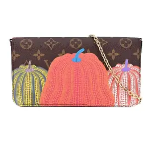 【Louis Vuitton 路易威登】M82108 LV x YK Pochette Felicie南瓜印花Monogram帆布鏈帶斜背包(卡其)