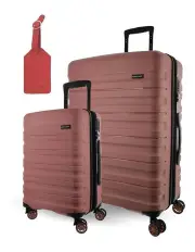 [PIERRE CARDIN] Grande Hard Shell Large and Cabin 2-Piece Set + Luggage Tag in Rose