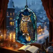 Owl Acrylic Suncatcher, Fantasy Gift for Owl Lovers, Home & Wall Art Decor