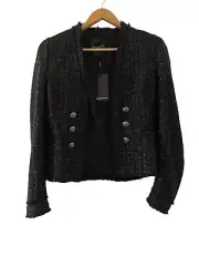 Decjuba Mina Textured Jacket Black Size 10 BNWT