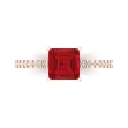 1.66ct Asscher Ruby Stone Promise Bridal Designer Engagement Ring 14k Rose Gold