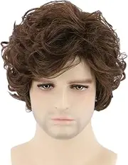Light Brown Wig Short Curly Wig Men's Natural Wig Layered for Halloween Cosplay Carnival Daily Wear (light brown)