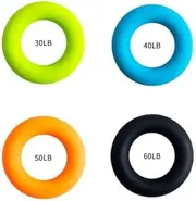 Hand Grip Strengthener Rings, 4Pcs Silicone Squeezer Gripper Rings,Forearm Fingers Exerciser Rings for Muscle Training,Hand Grip Strengthener Ring Finger Exerciser Grip Strength Trainer Rings