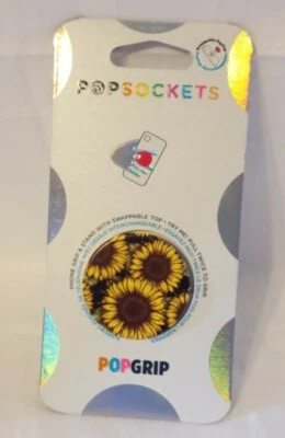 Popsockets Single Phone Grip & Stand Universal Holder w/ Swappable Top-Sunflower