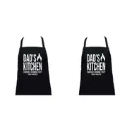 2x Annabel Trends Screen Print Cotton Kitchen Apron 60x80cm Dad's Kitchen Black