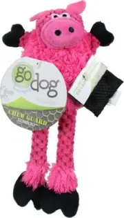 Godog Checkers Skinny Pig Dog Toy Mini Pink