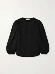 [FRAME] FRAME - Striped Satin-jacquard Blouse - Black - small small Black