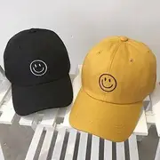 Smiley Face Embroidered Baseball Cap Black - One Size