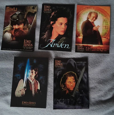 Lord of the Rings: FELLOWSHIP OF THE RING - 5 Movie Postcards, Arwen,Aragorn,etc