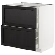 METOD / MAXIMERA base cb 2 fronts/2 high drawers, white/Lerhyttan black stained, 80x60x80 cm