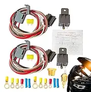 Electric Cooling Fan Relay Kit,Double Electric Fan Wiring Kit 12V40A | Waterproof Car Replacement Parts Built-in Precise Temperature Sensor