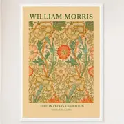 Galrie William Morris Cotton Prints Exhibition in Pink and Rose 1890 Art for Home Decor, White Frame, A4 21 x 30cm (8 x 12inch)