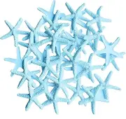 Adecco LLC 30 Pieces Samll Light Blue Finger Resin Starfish Ornaments for Crafts and Wedding Home Decor