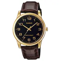在飛比找PChome24h購物優惠-CASIO 城市潮流紳士時尚金數字真皮指針錶 MTP-V00
