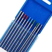 TEN-HIGH Mixed Packaging Tungsten Electrode, 2pcs Pure Tungsten(Green) + 2pcs 2% Cerium(Grey) + 2pcs 1.5% Lanthanum(Gold) + 2pcs 2% Lanthanum(Blue)+ 2pcs 2% Thorium(Red), Diam 1.0mm x L 150mm 10pcs