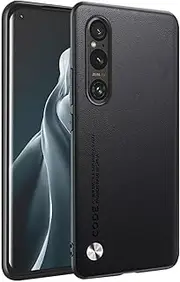 [HAFFAN] Mobile Phone Case Designed for Smartphone, Compatible with Sony Xperia 1 V (6.5 Inches), Faux Leather Style, Black