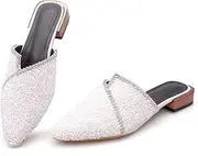 [BGYJMTRCVHU] Mules for Women Slip On Comfortable Pointed Toe Flat Shoes On Loafers Backless Pointed Toe Satin Mule Slides