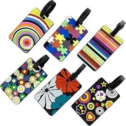 Homele Funny Luggage Tags Set of 6, Colorful Suitcase Tags identifiers Travel Bag Tags for Luggage Baggage Identification Labels with Name ID Card, Travel Essentials Accessories