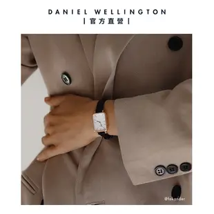 【Daniel Wellington】DW 手錶 對錶禮盒 Quadro Sheffield 經典黑皮革方錶 情人對錶