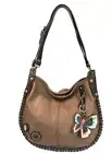 Chala Purse Handbag Hobo Cross Body Convertible Brown Majestic Butterfly Bag