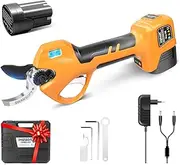 28mm Cordless Pruners with Anti-cut, 16.8V 2Ah Battery Powered Pruners for Garden & Orchard Yellow