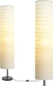 [LALISU] Floor Lamp, Paper Lamp, Modern Floor Lamps with Lampshade, Floor Lamp for Living Room with Foot Switch, Bedroom and Study (White-03)