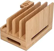 Panv Bamboo Charging Station Organizer, Retro Style USB Charging Pot Watch Stand for Multiple Devices