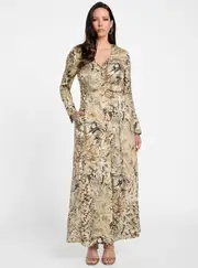 GUESS Women's Marciano Skin Print Giselle Maxi Dress Size: 44, Viscose Rayon