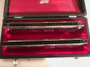 Huang HARMONICA TREMOLO TUNED SET 2 PIECE KEY OF C & C# IN BLACK FITTED CASE