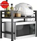 Expandable Microwave Shelf Stand Kitchen Storage Rack Adjustable 1-Tier Black