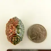 Raku Greenman bead pendant for jewelry making, Celtic