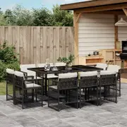 11 Piece Garden Dining Set with Cushions Poly Rattan vidaXL