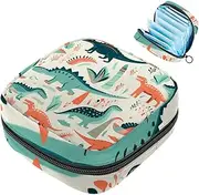Period Bag,Sanitary Napkin Storage Bag,Ancient Cartoon Dinosaur,Tampon Bag for Purse