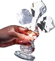 Crystal Cross Standing Mini Natural Crystal Cross Creative Clear Maple Leaf Figurine Glass Tabletop Ornaments for Home Office Traditional Figurine Ornament-