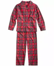 Family PJs Brinkley Plaid 2-Piece Unisex Kids Pajama Set Red Size 4-5