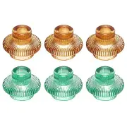 6 Pcs Glass Candle Holder, Taper Candle Holder Stand, Amber/Green