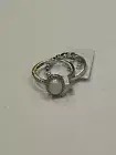 925 STERLING SILVER ROUND FIRE OPAL AND CZ RING SIZE 7 2 Pc Band Set