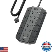 4000J Surge Protector Power Strip, TESSAN 22 Outlets Heavy Duty Extension Cor