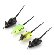 4Pack Large Soft Rubber Mouse Fishing Lures Baits Top Water Tackle Hooks Bait E