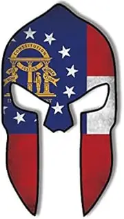 Spartan Helmet Georgia Flag Sticker (GA Distressed Gun 2nd Amendment Decal Vinyl for Cars, Trucks, Laptops (5 x 2.8 inch)