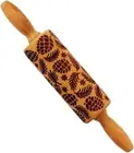 Qianly Christmas Rolling Pin Wooden Rolling Pin with Patterns with Pinecones ...